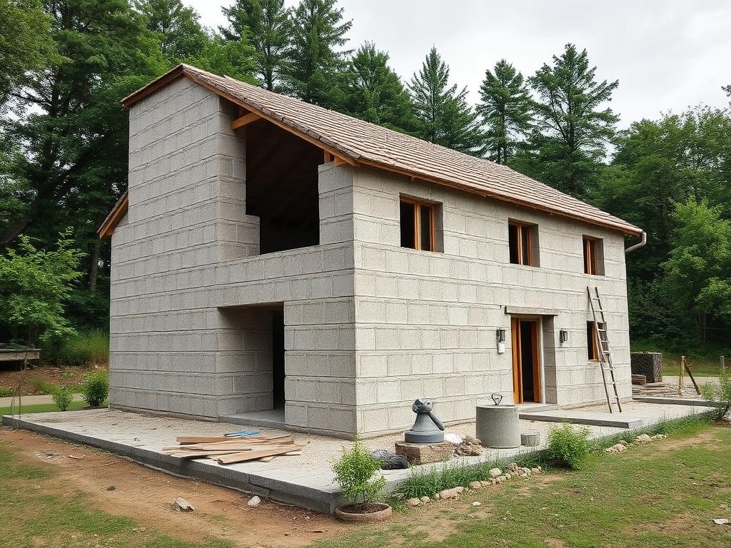 Building a house from aerated concrete blocksфото