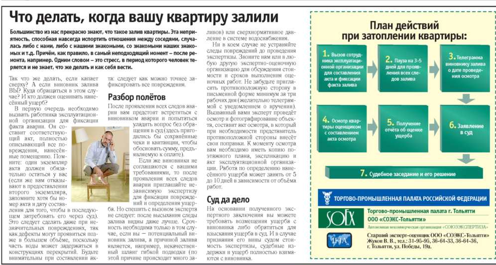 Вас затопили соседи: пошаговая инструкция решения проблемы