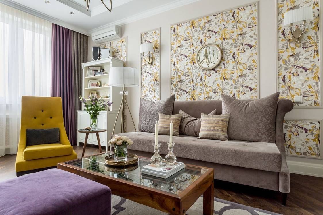 Обои для гостиной: фото интерьеров с интересным дизайном