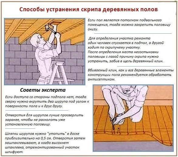 Несколько способов устранить скрип деревянного пола